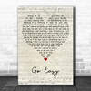 John Martyn Go Easy Script Heart Decorative Wall Art Gift Song Lyric Print
