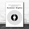 John Travolta & Olivia Newton-John Summer Nights Vinyl Record Wall Art Song Lyric Print