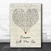Johnny Ace Never Let Me Go Script Heart Decorative Wall Art Gift Song Lyric Print