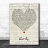 Kate Nash Birds Script Heart Decorative Wall Art Gift Song Lyric Print