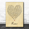 Run Leona Lewis Vintage Heart Song Lyric Music Wall Art Print