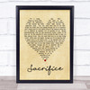 Sacrifice Elton John Vintage Heart Song Lyric Music Wall Art Print