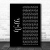 Kings Of Leon Walls Black Script Decorative Wall Art Gift Song Lyric Print