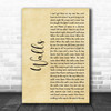 Kings Of Leon Walls Rustic Script Decorative Wall Art Gift Song Lyric Print