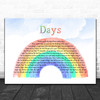 Kirsty MacColl Days Watercolour Rainbow & Clouds Decorative Wall Art Gift Song Lyric Print