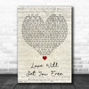 Kodaline Love Will Set You Free Script Heart Decorative Wall Art Gift Song Lyric Print