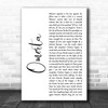 Lamb Of God Omerta White Script Decorative Wall Art Gift Song Lyric Print