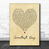 Take That Greatest Day Vintage Heart Song Lyric Music Wall Art Print