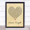 Take That Never Forget Vintage Heart Song Lyric Music Wall Art Print