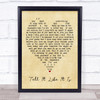 Tell It Like It Is Aaron Neville Vintage Heart Song Lyric Music Wall Art Print