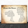 Luther Vandross Always And Forever Man Lady Couple Decorative Wall Art Gift Song Lyric Print