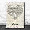 Madonna Rain Script Heart Decorative Wall Art Gift Song Lyric Print