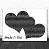 Manchester Orchestra Shake It Out Landscape Black & White Two Hearts Gift Song Lyric Print