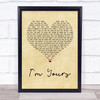 The Script I'm Yours Vintage Heart Song Lyric Music Wall Art Print