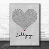 MIKA Lollipop Grey Heart Decorative Wall Art Gift Song Lyric Print