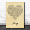 My Chemical Romance Sing Vintage Heart Decorative Wall Art Gift Song Lyric Print