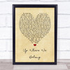 Up Where We Belong Joe Cocker Vintage Heart Song Lyric Music Wall Art Print