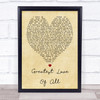 Whitney Houston Greatest Love Of All Vintage Heart Song Lyric Music Wall Art Print