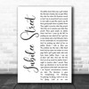 Nick Cave and the Bad Seeds Jubilee Street White Script Decorative Wall Art Gift Song Lyric Print