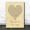Whitney Houston My Love Is Your Love Vintage Heart Song Lyric Music Wall Art Print