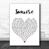 Norah Jones Sunrise White Heart Decorative Wall Art Gift Song Lyric Print