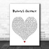 Olivia Rodrigo drivers licence White Heart Decorative Wall Art Gift Song Lyric Print