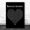 Olivia Rodrigo Drivers License Black Heart Decorative Wall Art Gift Song Lyric Print