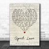 Pat Boone April Love Script Heart Decorative Wall Art Gift Song Lyric Print