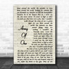 Coldplay Army Of One Vintage Script Song Lyric Music Wall Art Print