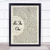 Dua Lipa Be The One Vintage Script Song Lyric Music Wall Art Print