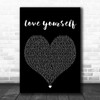 Phora Love Yourself Black Heart Decorative Wall Art Gift Song Lyric Print