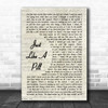 Pink Just Like A Pill Vintage Script Decorative Wall Art Gift Song Lyric Print