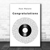 Post Malone Congratulations Vinyl Record Decorative Wall Art Gift Song Lyric Print