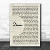 Van Halen Dreams Vintage Script Song Lyric Music Wall Art Print