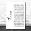 R Kelly Forever White Script Decorative Wall Art Gift Song Lyric Print
