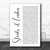 Ralph McTell Streets of London White Script Decorative Wall Art Gift Song Lyric Print