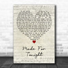 Richie Kotzen Made For Tonight Script Heart Decorative Wall Art Gift Song Lyric Print