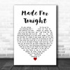 Richie Kotzen Made For Tonight White Heart Decorative Wall Art Gift Song Lyric Print