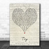 Rick Astley Try Script Heart Decorative Wall Art Gift Song Lyric Print