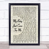 Nina Simone My Baby Just Cares For Me Vintage Script Song Lyric Music Wall Art Print