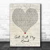 Shane Codd Get Out My Head Script Heart Decorative Wall Art Gift Song Lyric Print