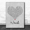 Skunk Anansie Weak Grey Heart Decorative Wall Art Gift Song Lyric Print