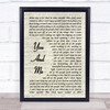 Lifehouse You And Me Vintage Script Song Lyric Music Wall Art Print