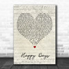 Squeeze Happy Days Script Heart Decorative Wall Art Gift Song Lyric Print