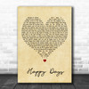 Squeeze Happy Days Vintage Heart Decorative Wall Art Gift Song Lyric Print