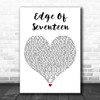 Stevie Nicks Edge Of Seventeen White Heart Decorative Wall Art Gift Song Lyric Print