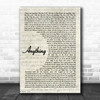 SWV Anything Vintage Script Decorative Wall Art Gift Song Lyric Print