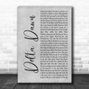 Tanya Tucker Delta Dawn Grey Rustic Script Decorative Wall Art Gift Song Lyric Print