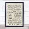 George Michael Kissing A Fool Vintage Script Song Lyric Music Wall Art Print