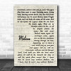 The Allman Brothers Melissa Vintage Script Decorative Wall Art Gift Song Lyric Print